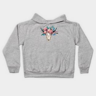 Animal Skull with flower crown Kids Hoodie